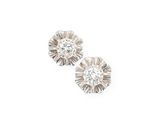 a pair of diamond earrings on a white background