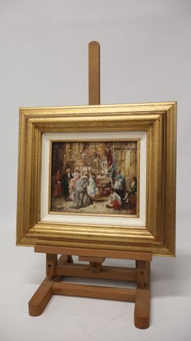 François VERNAY (1821-1896) « Scène animée ». Huile sur toile. Si...
