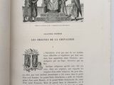 an open book with a drawing of a man and a woman on a bench