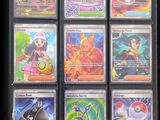 many different types of pokemon cards in this case