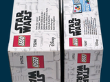 two boxes of lego star wars toys on a table
