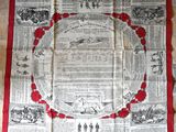 l'image d'une nappe rouge et blanche sur laquelle figure une carte géographique