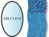 a close up of a mirror and a swimming pool with pebbles