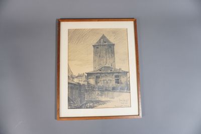 une photo d'une photo d'un bâtiment sur le mur