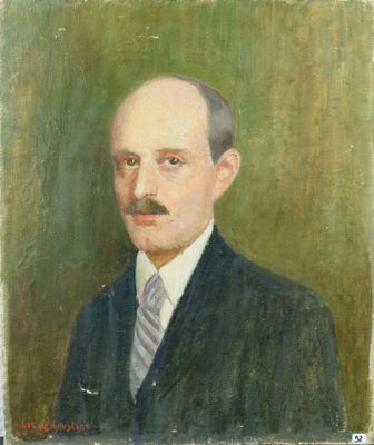 portrait d'un homme en costume-cravate sur fond vert