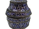 an image of a blue and white vase on a white background