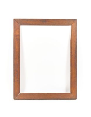 an empty wooden frame on a white background with a shadow