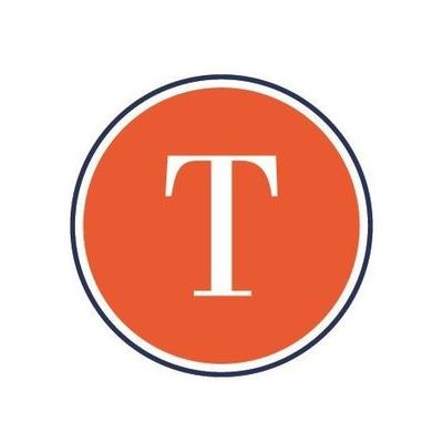 la lettre « t » est représentée dans un cercle sur fond orange