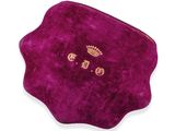 purple velvet coin purse with a gold crown on the front