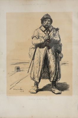 un vieux dessin représentant un homme tenant un chat dans ses bras