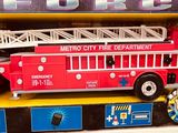 a toy fire truck that is on display in a toy store