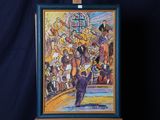 une photo d'un tableau représentant un homme sur scène
