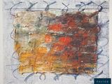 an image of a painting of a red and yellow square on a piece of paper