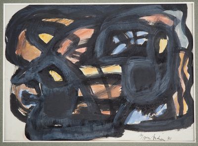 une image représentant un tableau abstrait noir et jaune