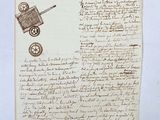 an old handwritten letter with a wheelbarrow and a wheelbarrow on it