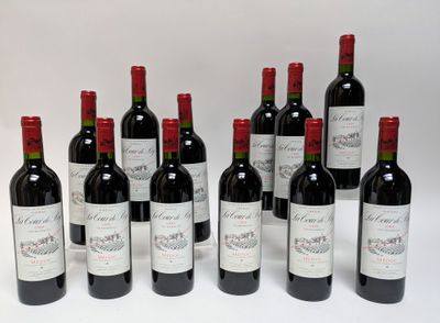several bottles of red wine are lined up on a white surface