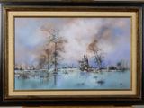 an image of a painting of a boat in a body of water