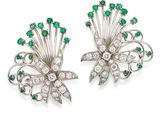 paire de boucles d'oreilles à clip en émeraude et diamant