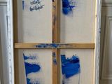 a picture of a painting with blue paint on it