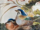 two birds that are sitting in a nest on the ground