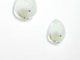 deux morceaux de verre blanc ornés d'un motif floral