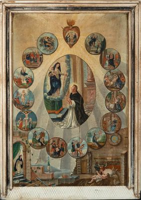 an image of a painting of the virgin and child in a circle