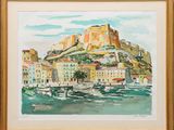 une image représentant un tableau d'un château au sommet d'une colline