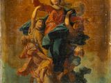 a painting of an image of a woman on a cloud