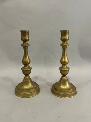 pair of antique brass candlesticks