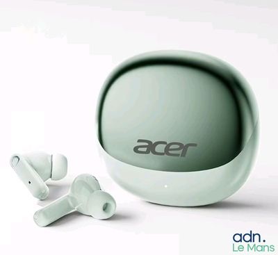 two airpods sitting next to each other on a white surface