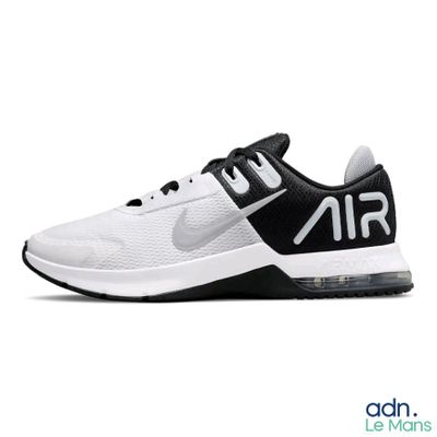 a white and black nike air max running shoe on a white background