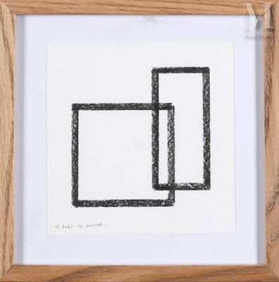 deux dessins en noir et blanc encadrés représentant un carré et un rectangle