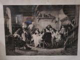 une photo d'un tableau représentant un groupe de personnes assises autour d'une table