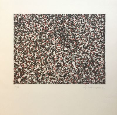 a drawing of a black and white square with red dots on it