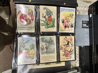 a bunch of cards that are in a black case