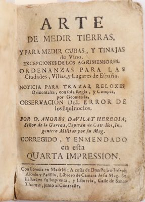 DAVILA Y HEREDIA (Andres). Arte de medir tierras, y para med… - Photo 1