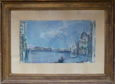 ECOLE VENITIENNE, "Vue du Grand Canal animé ", gouache sur p…