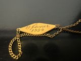 an image of a gold plated necklace with a chain attached to it