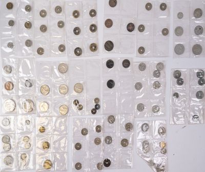Ensemble de monnaies en argent et divers dont 6 pièces de 5 …