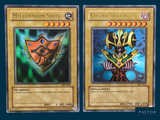 a close up of two cards with different designs on them