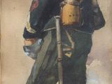painting of a man in uniform standing with a sword in his hand