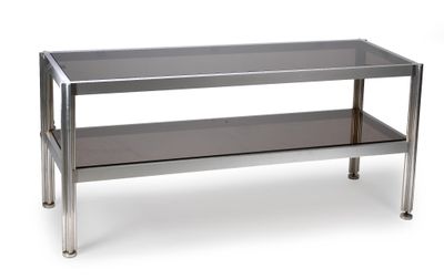 stainless steel coffee table with glass top