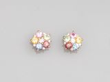 a pair of multicolored sapphire and diamond earrings