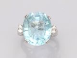 an aquamarinee and diamond ring