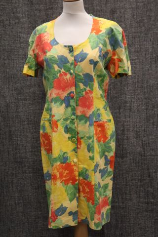 TED LAPIDUS Paris – Robe vintage d’été en lin et coton fleuri – F...