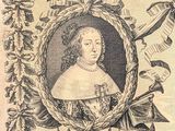 an old picture of a woman with a wreath around her neck