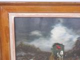 a picture of a painting of a horse drawn carriage