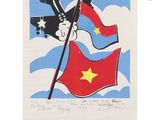 an image of a painting of a man holding a flag