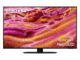 the samsung smart tv is shown with the samsung logo on the screen