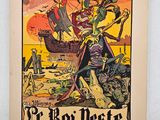 an old poster of a pirate with a ship in the background